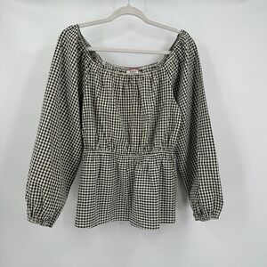 Andre by Unit Womens Cottagecore Gingham Check Top Size S Farmhouse Prairie